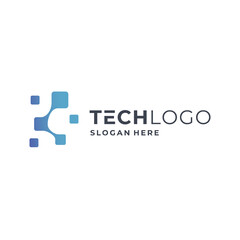 technology logo concept, with pixels element