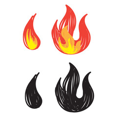 hand drawn flame icon illustration doodle vector