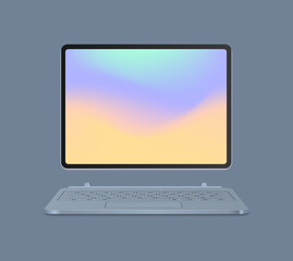 modern tablet computer with keyboard and colored screen realistic mockup gadgets and devices concept vector illustration