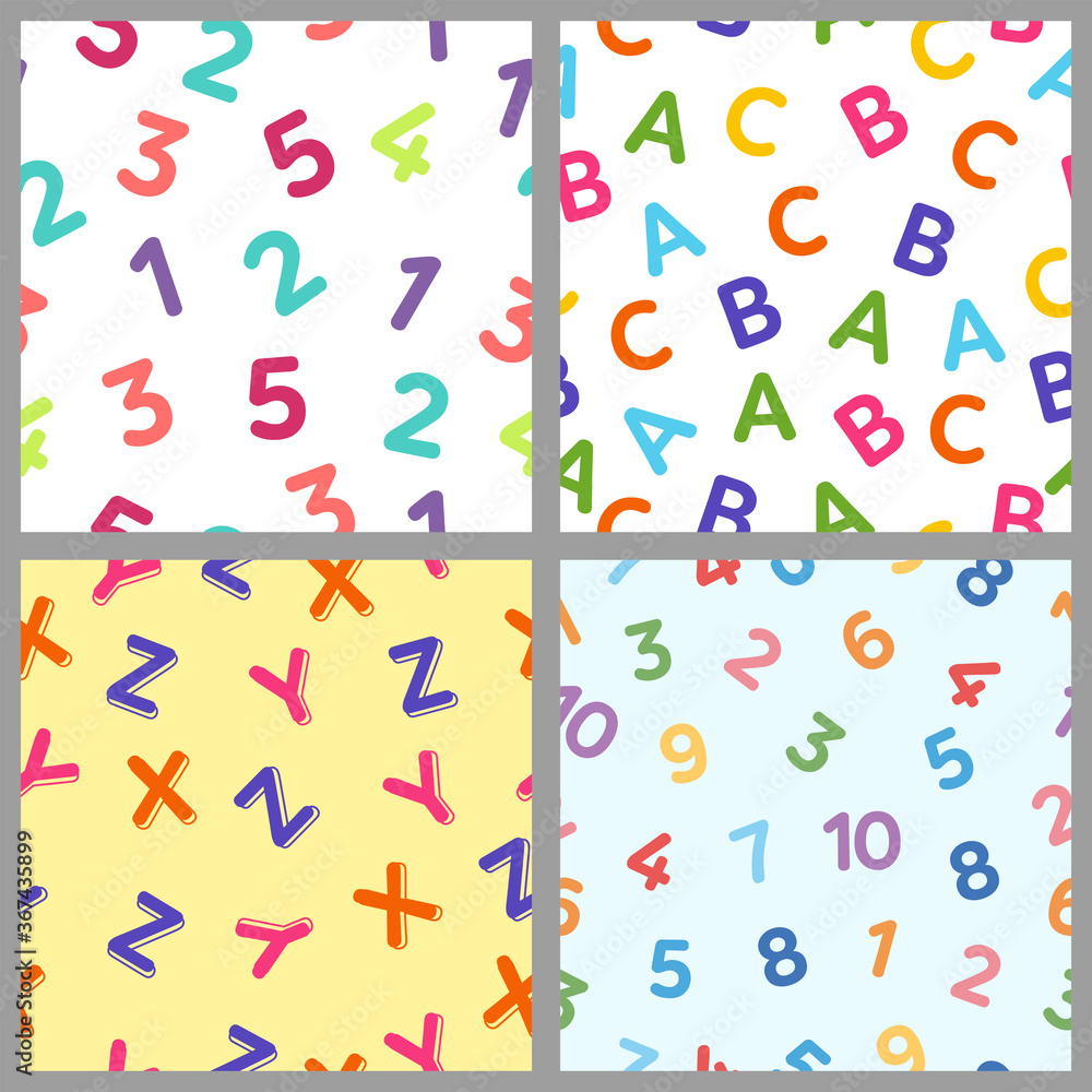 Poster seamless pattern with the numbers and alphabet