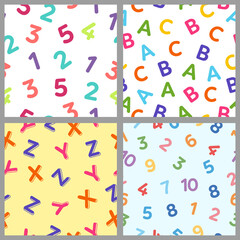 Fototapeta na wymiar Seamless pattern with the numbers and alphabet