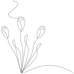 Summer flower silhouette line drawing. Vector illustration