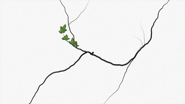 Animation - Ivy growing over a white background