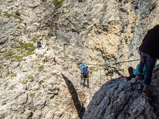 Pisciadu via ferrata of the Sella group near Piz Boe