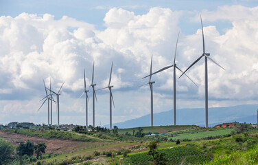 Wind turbine for clean energy plant on the mountain.