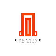 Unusual geometric letter A, Architecture orange logo template