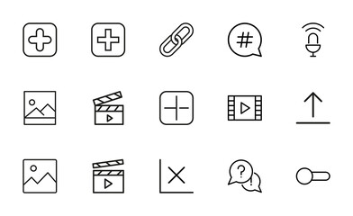 Big set of symbols line icons. © dstarky