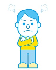 若い 男性 怒る シンプルカラー