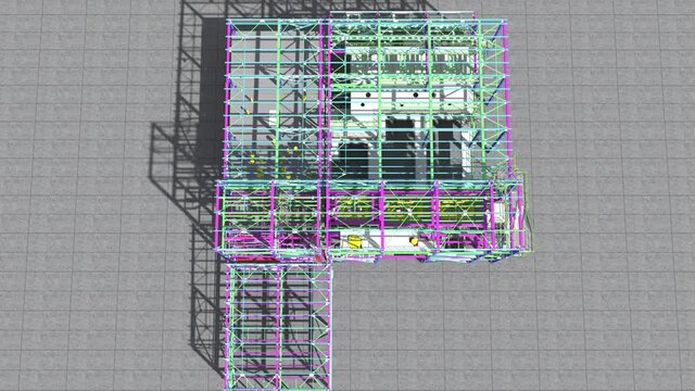 Presentation of 3D BIM modeling of buildings made of metal structures for presentation to the General contractor, subcontractors and construction customer. 3D rendering.