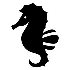 
Hippocampus marine fish icon, solid design of seahorse 
