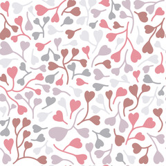 Seamless heart pattern. Repetitive hand draw of pastel colors. Vector seamless pattern, can be used for fabrics, wallpaper, web, gift paper, card.  