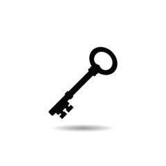 Antique Old Key icon with shadow