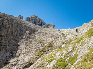 Pisciadu via ferrata of the Sella group near Piz Boe