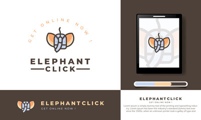 elephant logo template. logo with the concept of a combination of an elephant and a computer mouse.
