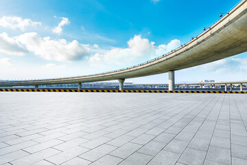 City square floor and viaduct road in Shanghai,China.