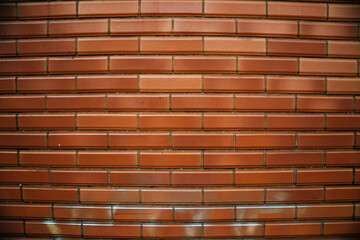 Vintage brown brick tile wall background