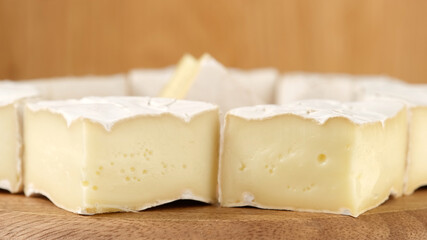 cheese Camembert Delicious pieces of white mold cheeses with soft textures Camembert close up