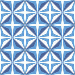 Vector blue patchwork quilt seamless repeat background pattern with star shape.