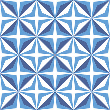Vector blue patchwork quilt seamless repeat background pattern with star shape.