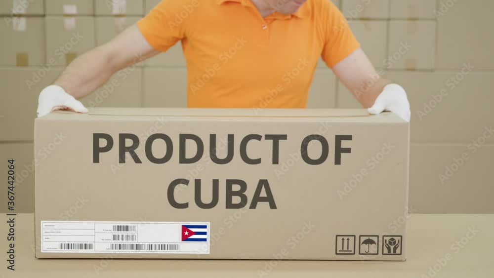 Poster big box with product of cuba printed text on the side
