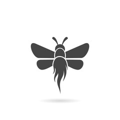 Bee animal icon with shadow