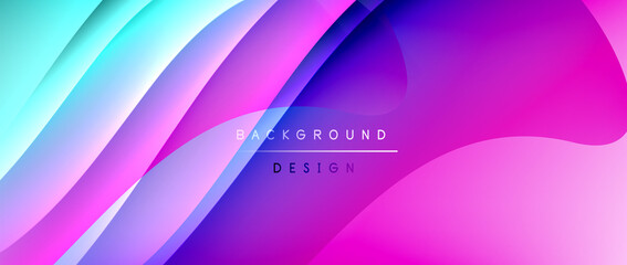 Fluid gradient waves with shadow lines and glowing light effect, modern flowing motion abstract background for cover, placards, poster, banner or flyer