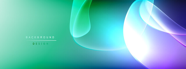 Vector abstract background - liquid bubble shapes on fluid gradient with shadows and light effects. Shiny design template for text