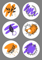 Vector logo, plants, abstraction, postcard, invitation.