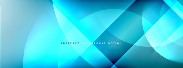 Vector abstract background - circle and cross on fluid gradient with shadows and light effects. Techno or business shiny design templates for text