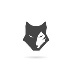 Wolf head icon with shadow