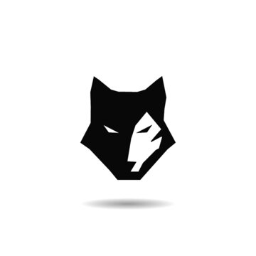 Wolf head icon with shadow