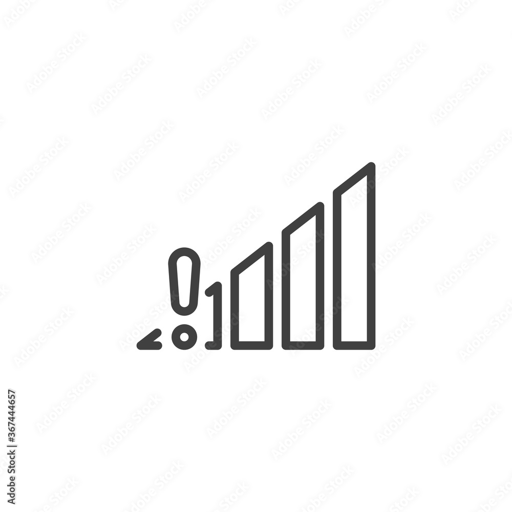 Poster wifi exclamation mark line icon. linear style sign for mobile concept and web design. warning wirele