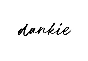 Fototapeta na wymiar Dankie ink brush style vector lettering. Modern phrase handwritten vector calligraphy. Thank you in Afrikaans. Ink illustration isolated on white background. Banner, poster, postcard, greeting card.
