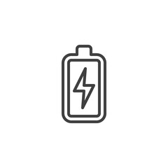 Battery charging line icon. linear style sign for mobile concept and web design. Battery charge status outline vector icon. Symbol, logo illustration. Vector graphics