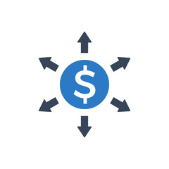 Coin with arrows icon