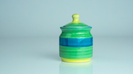 Colourful Sugar Jar on isolated background 