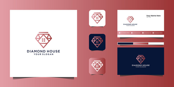 Diamonds and house. abstract design concepts for real estate symbol for building. logo design and business card