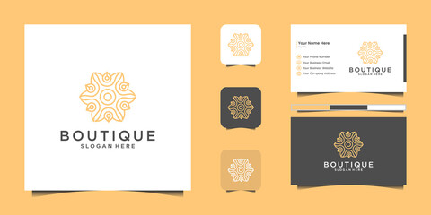 Minimalist elegant floral logo for beauty, cosmetics, yoga and spa. logo design and business card