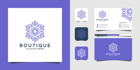 Fototapeta na wymiar Minimalist elegant floral logo for beauty, cosmetics, yoga and spa. logo design and business card