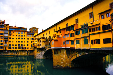 Amazung colorful bridge Ponte Vecchio in Florence Italy.
