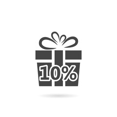 Ten percent off icon with shadow