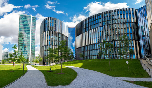 Prague, Czech Republic - July 2020: Modern buildings in Pankrac business district