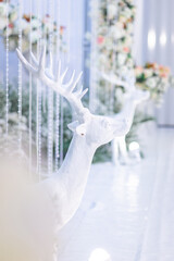 The deer is made of foamม wedding decoration. wedding background