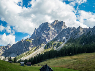 Fototapeta na wymiar Rotwand via ferrata near Sexten in the Dolomites