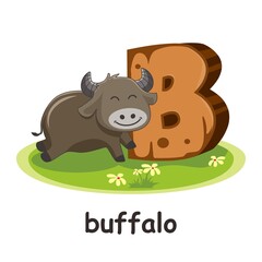 Buffalo Animals Wooden Alphabet Education Letter B