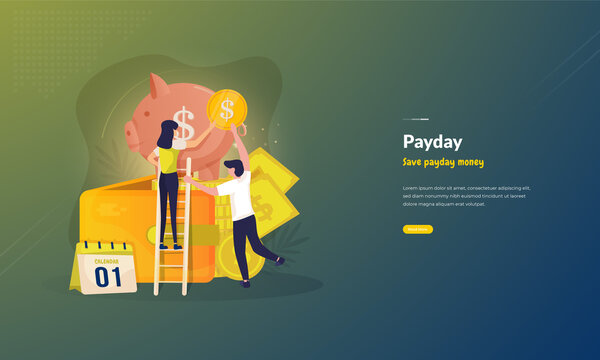 People saving salary money illustration for business concept