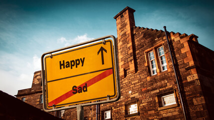Street Sign to Happy versus Sad