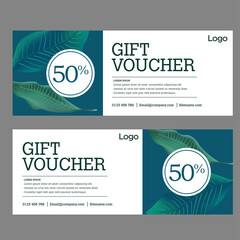 Gift Voucher template with Leaf background , for Spa, Hotel Resort, Vector illustration.