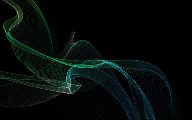 Dark abstract background with a glowing abstract waves