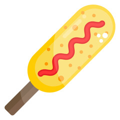 
Corn dog icon, flat editable vector.
